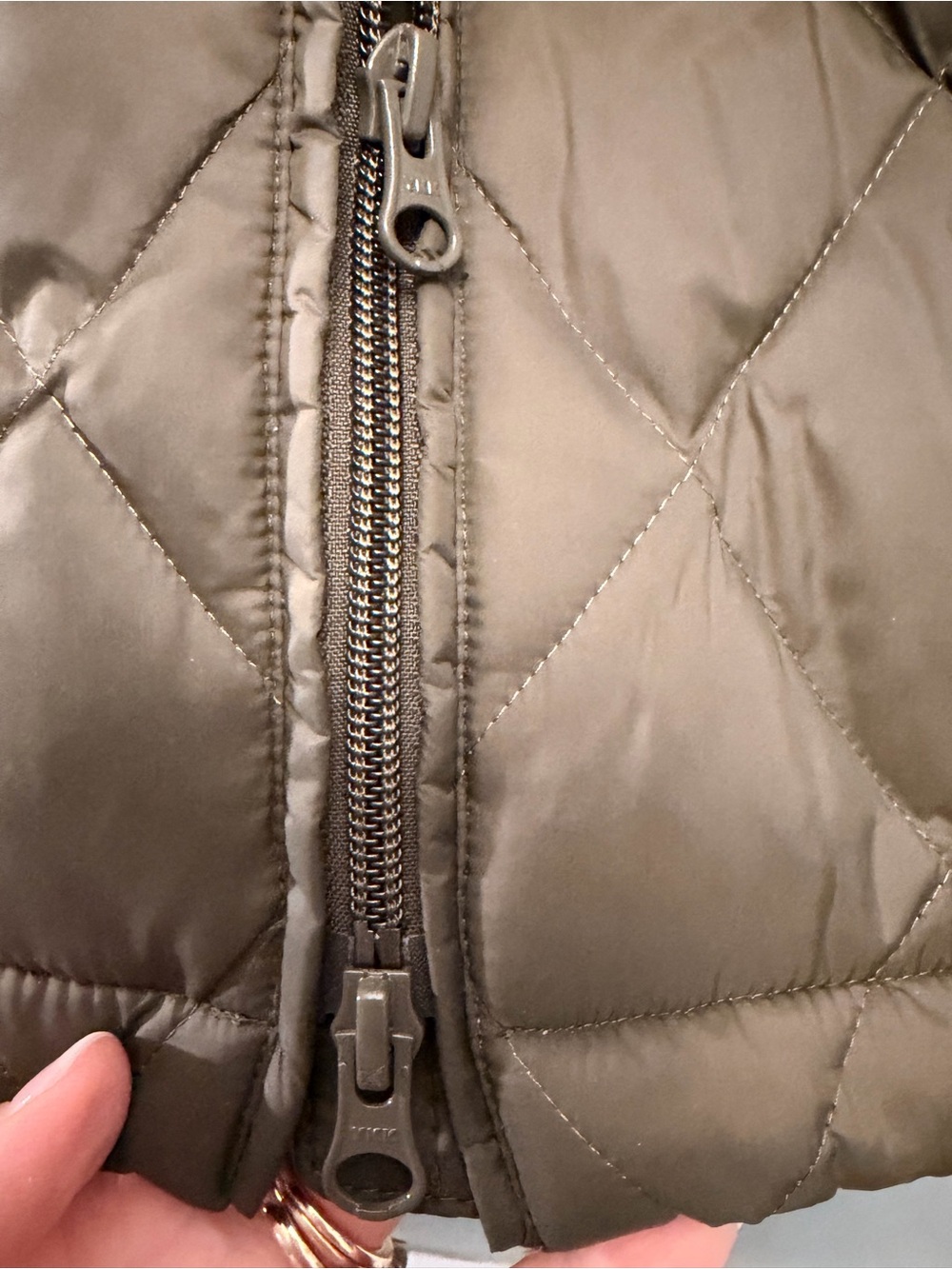 J. Jill Quilted Down Vest with Sherpa Collar in Artichoke color - Picture 5 of 8
